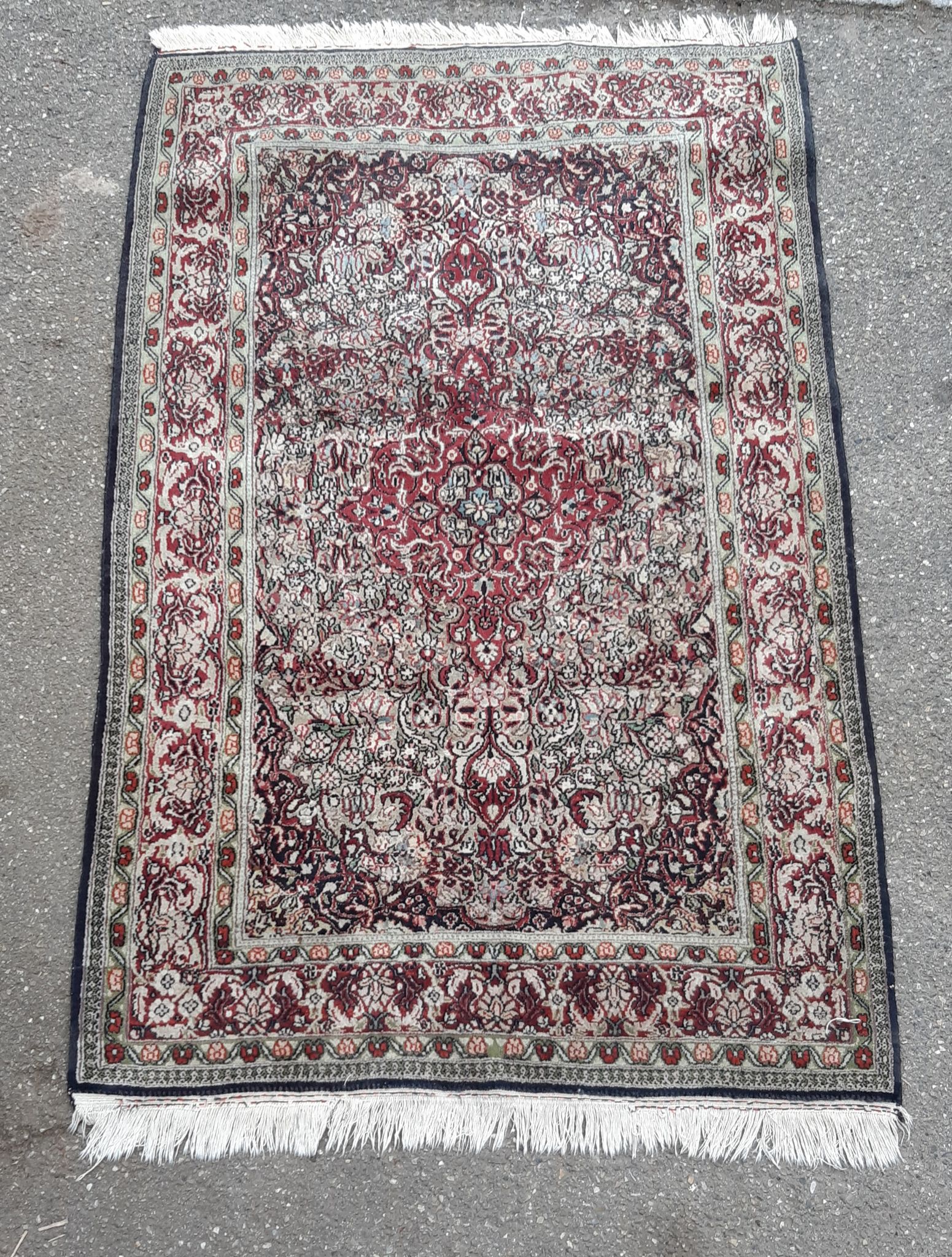 Tapis ancien kashmir laine et soie 144x93cm