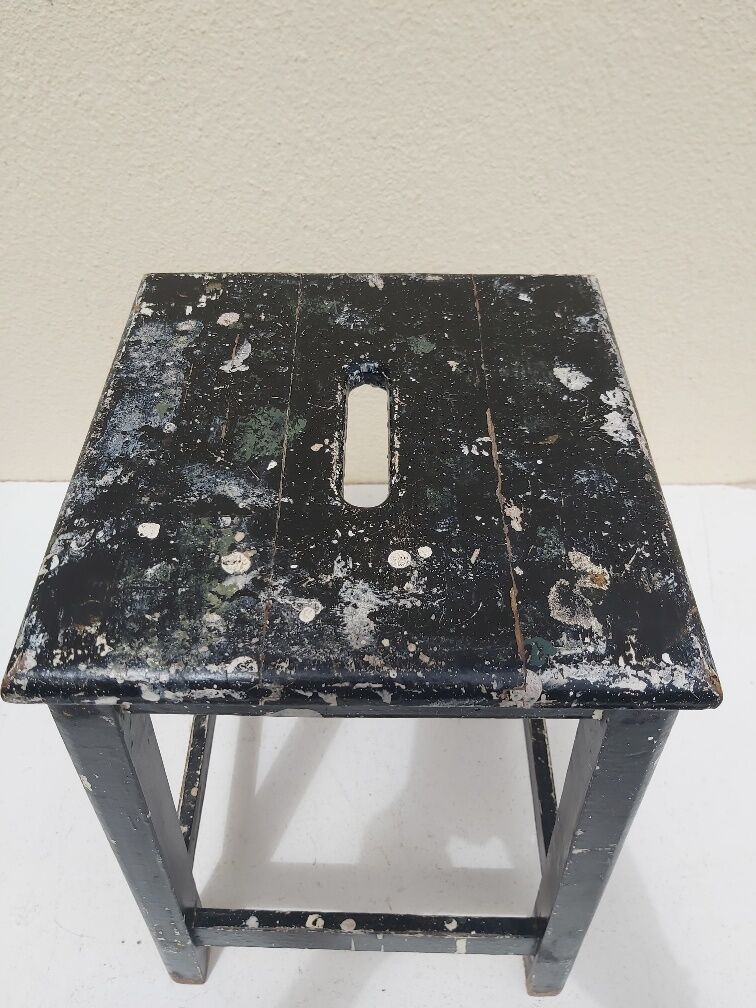 Pair stool painted wood workshop