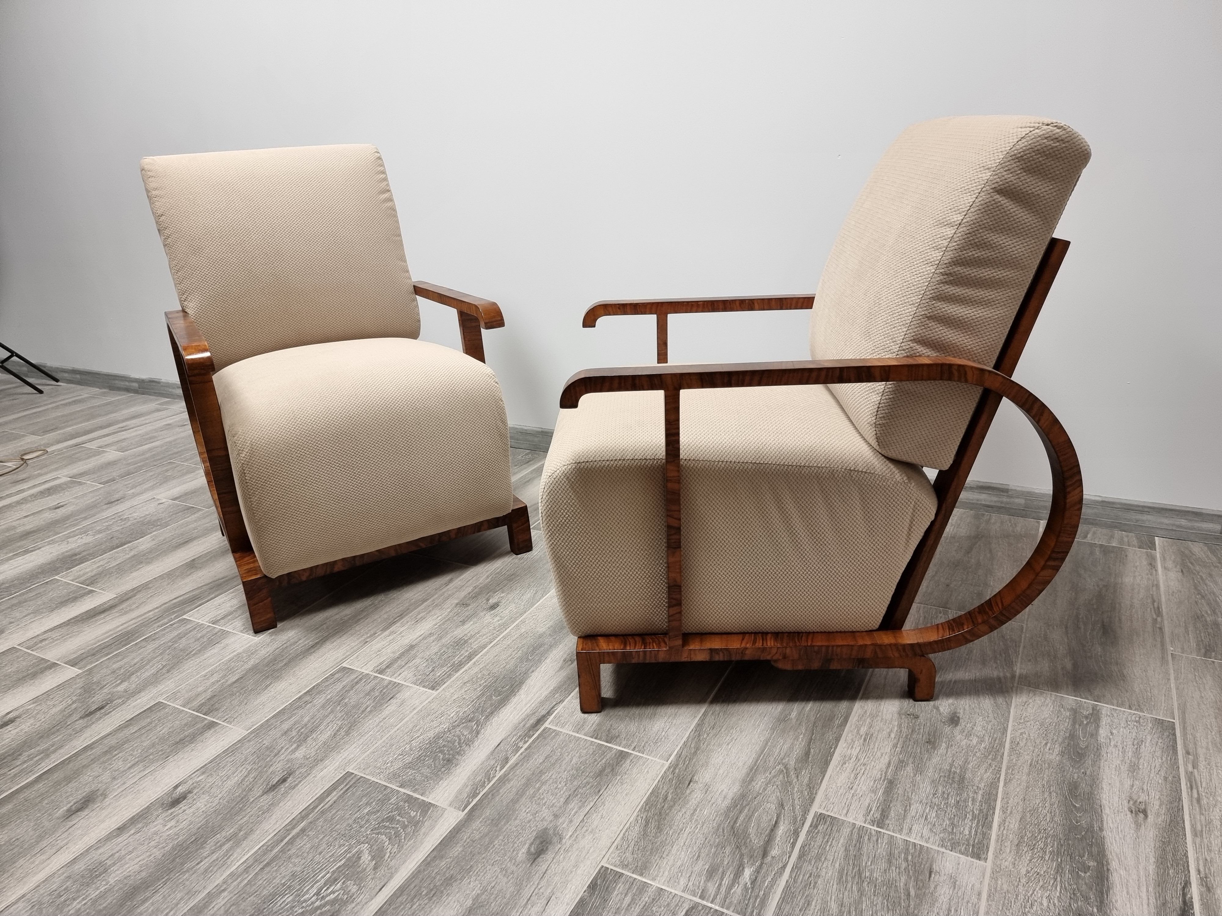 Pair of restored art deco armchairs