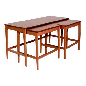 Vintage set of three nesting tables by Bra Bohag, Bjärnum, teak, 1960s.