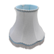 Lampshade pagoda white fabric lined, fringes and blue stripes
