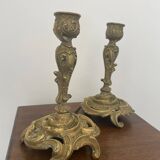 Pair of Louis XV style gilt bronze candlesticks