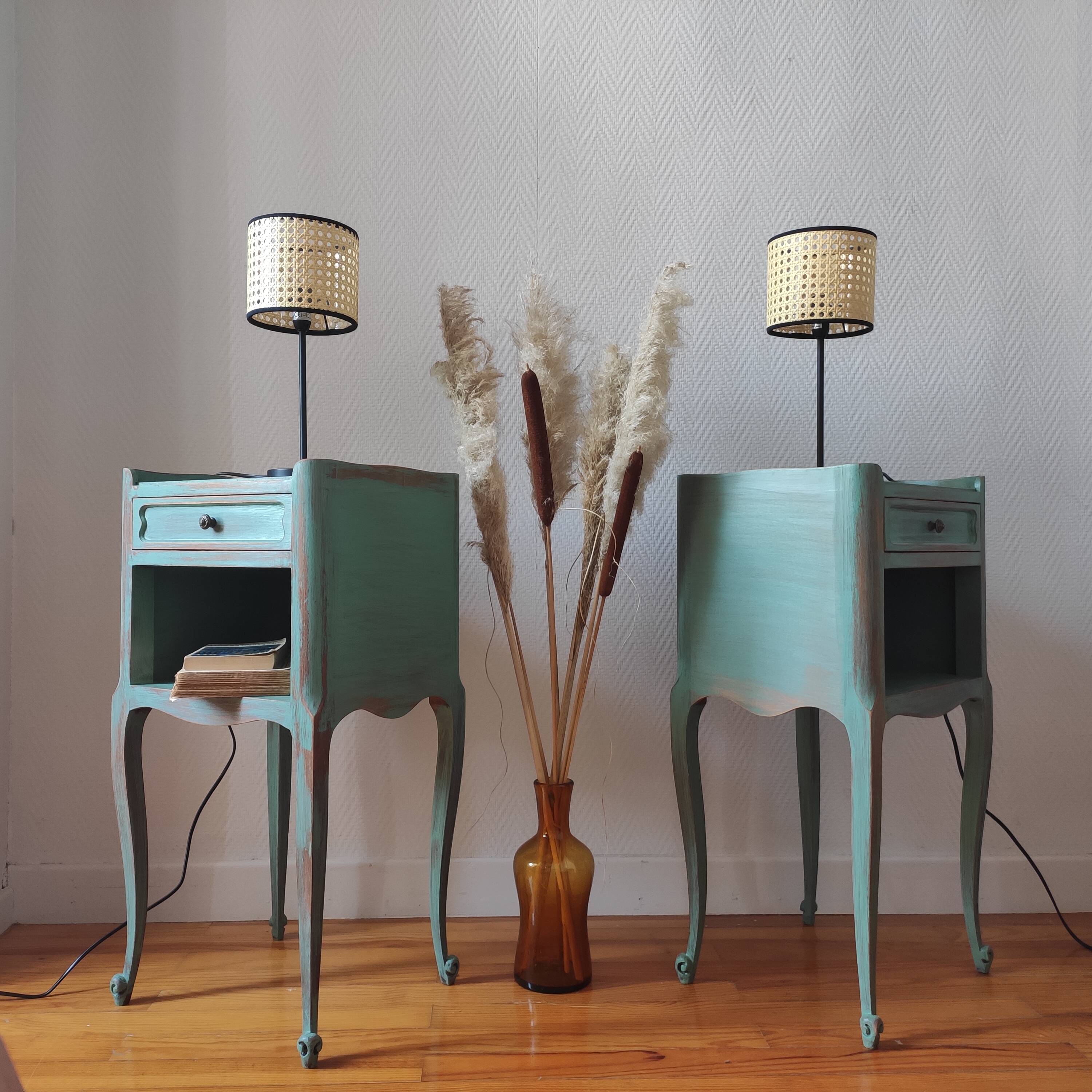 Pair of patinated bedside tables