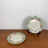 Set de 2 assiettes Choisy le roi , terre de fer , motif floral, fin XIXème