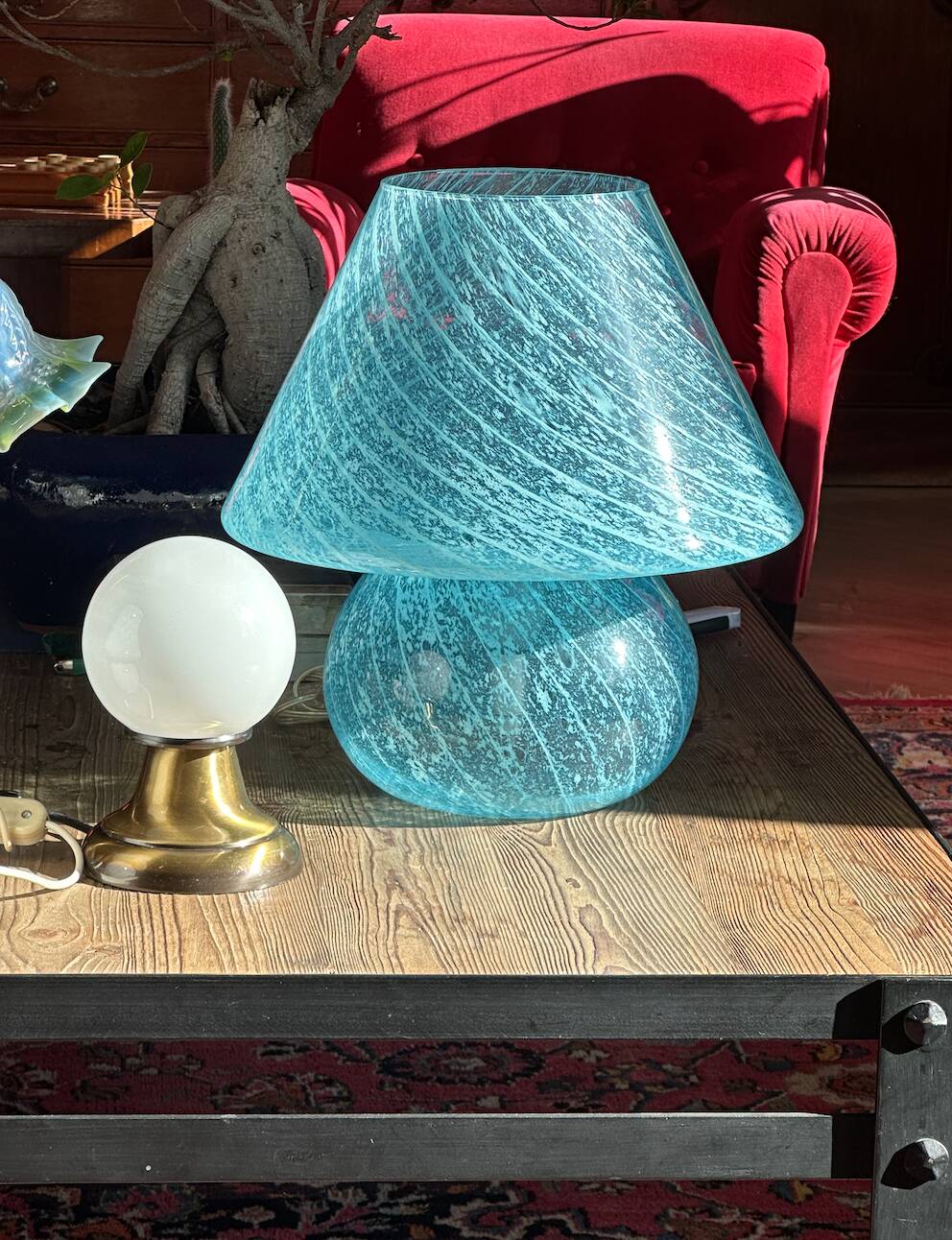 Original 1970s Murano Blue XL Lamp