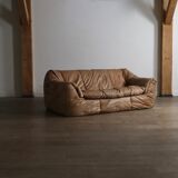 Canapé Sloop Ligne Roset par Michel Ducaroy en cuir cognac, années 1970