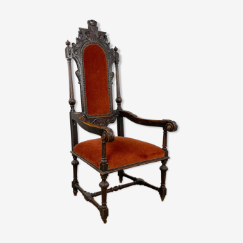 French antique carved oak armchair 19th century
