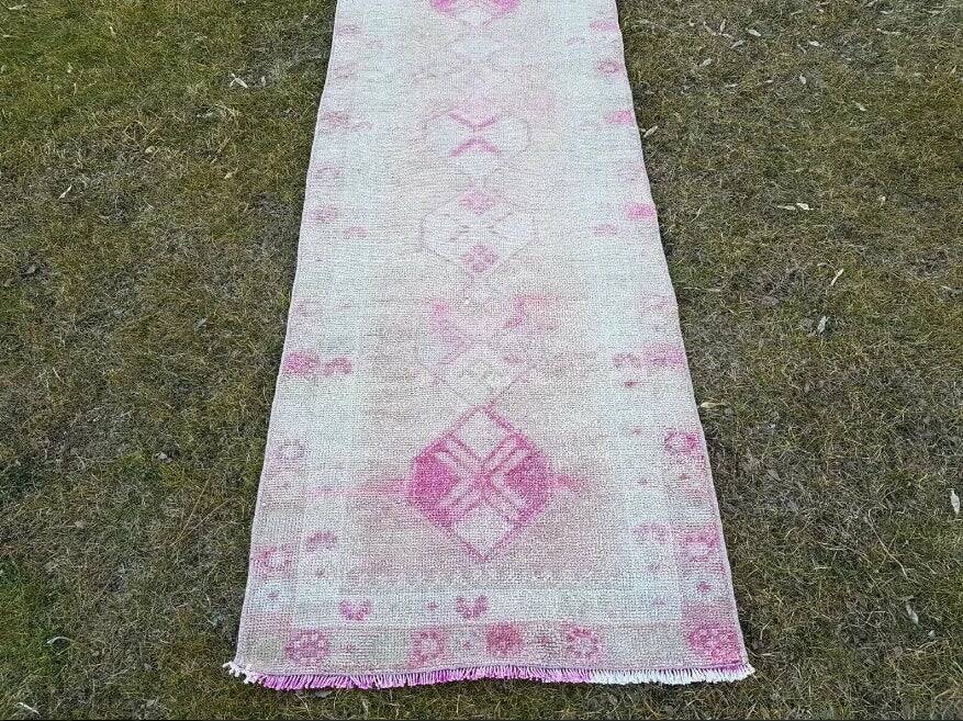 Vintage Turkish hallway rug 77x390 cm