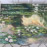 Oil painting on canvas water lilies nymlies signed chazap years 40-50