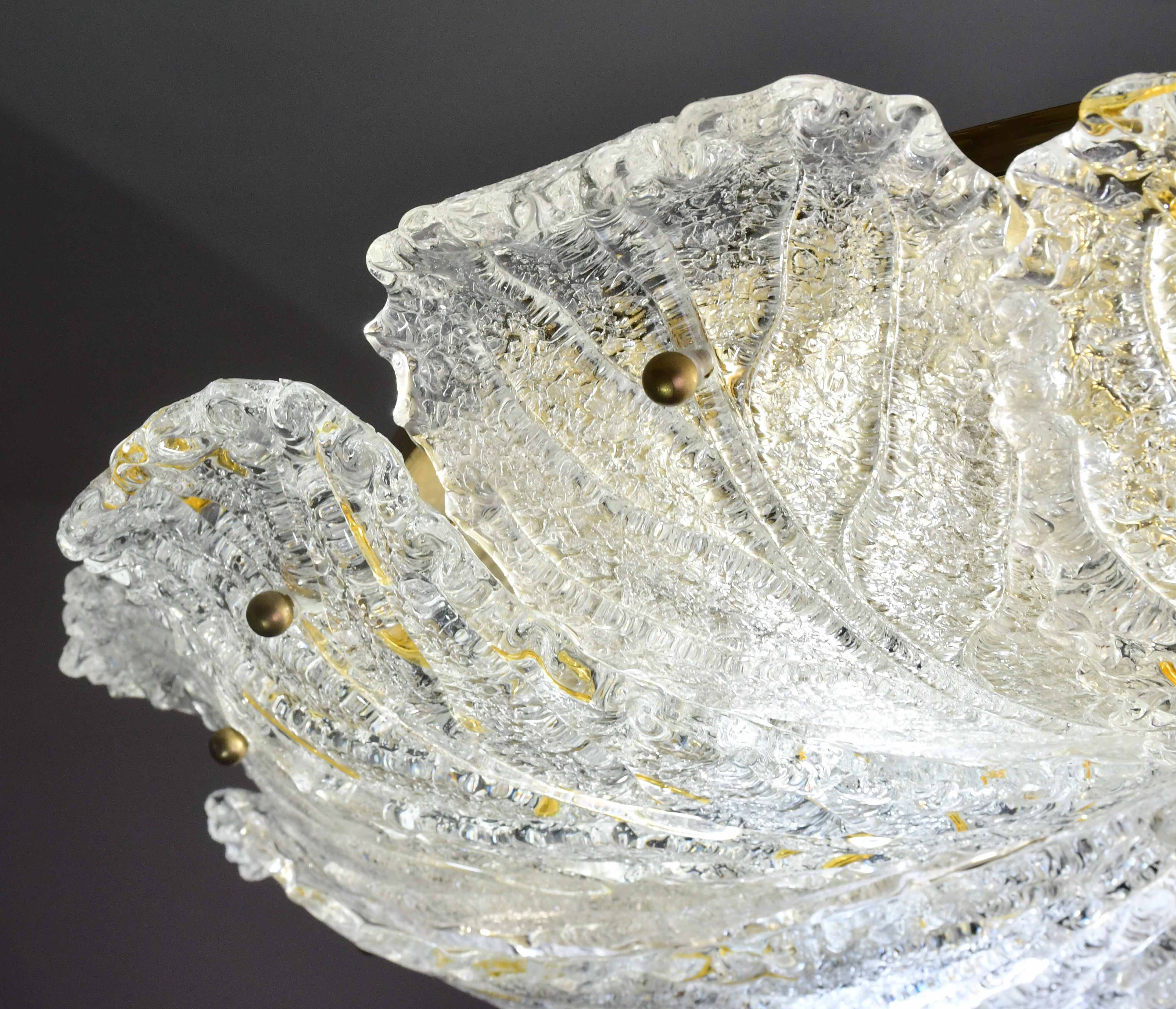 Splendid large size Italian Murano glass yellow and transparent ceiling light