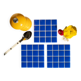 Glass Coasters - Glass Enamels - Mosaic - Handmade - Blue - Set of 6