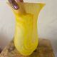 Yellow marbled glass paste vase – Art Nouveau style