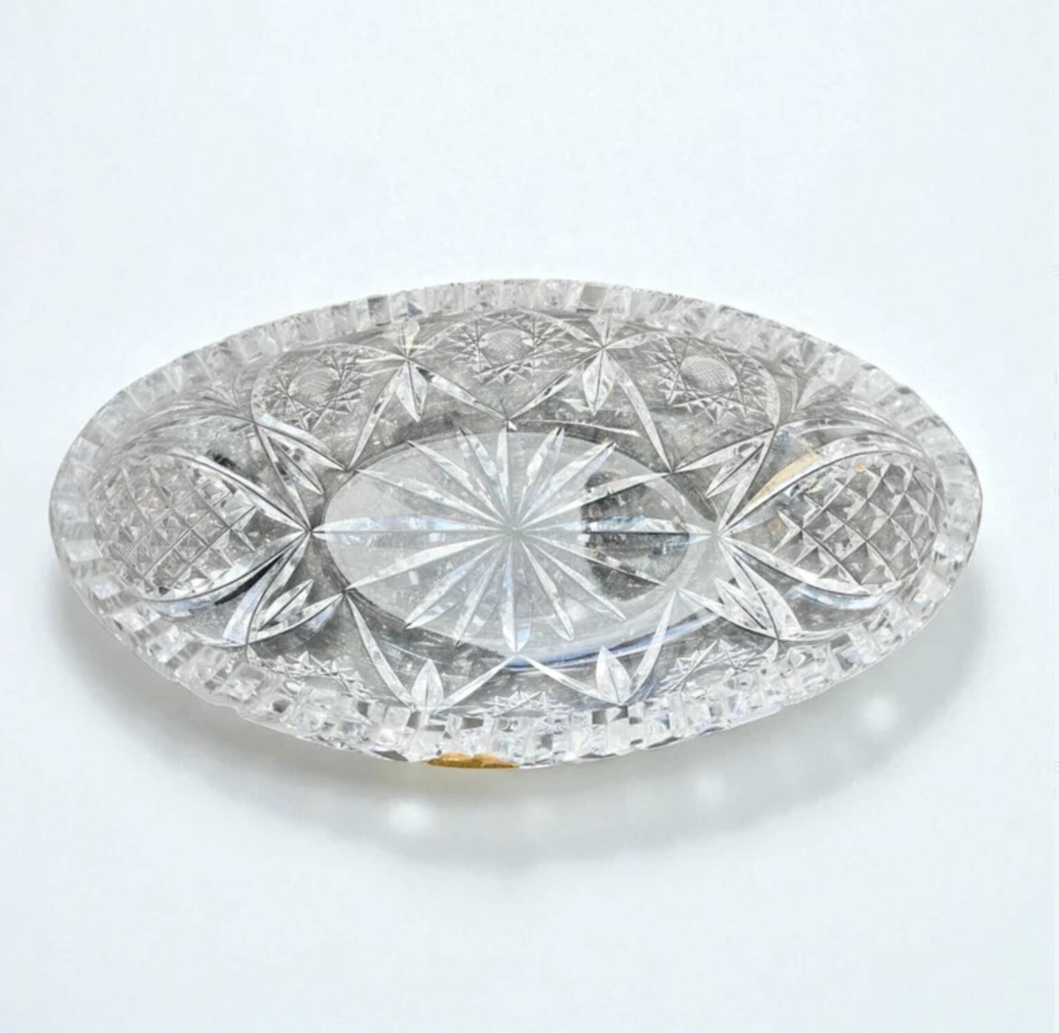 Oval salad bowl in cut crystal from Lorraine 1960 - crystal fruit bowl