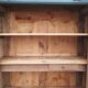 Bookcase black patina shell pediment 2 drawer doors