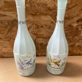 Pair of old glass bottles decor moustiers 18th century vintage kitchen