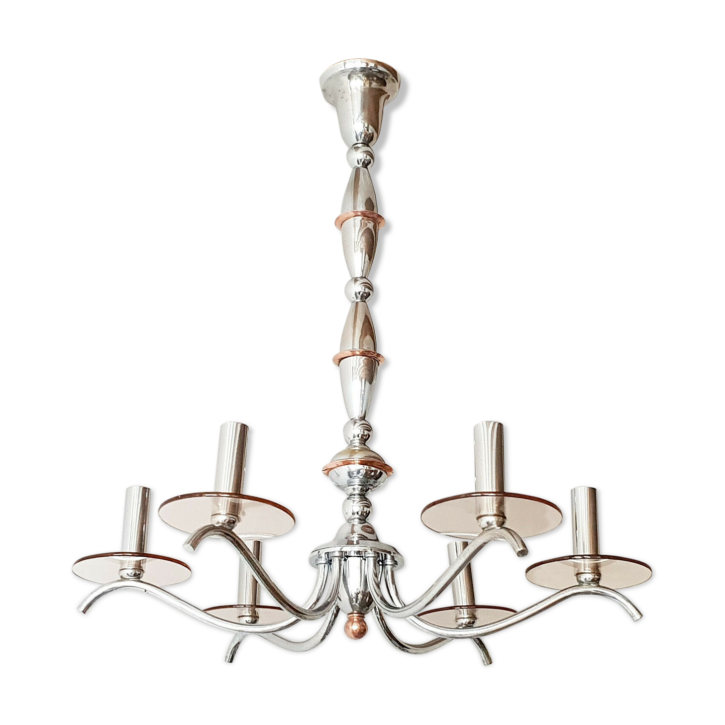 Lustre art déco vintage 1930 chrome