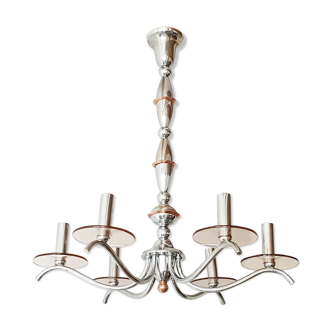 Vintage art deco chandelier 1930 chrome