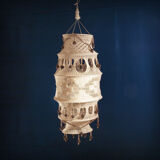 Crochet and wood chandelier