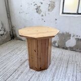 Hexagonal console table guéridon Regain pine 1970
