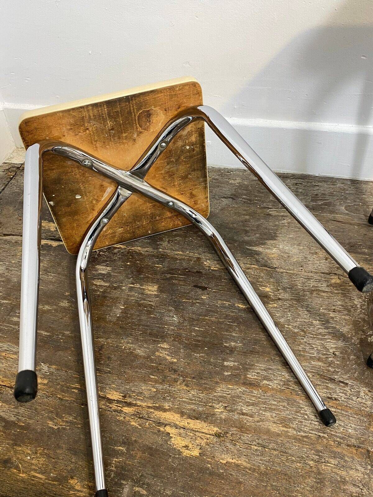 Pair of vintage stools, white formica and chrome