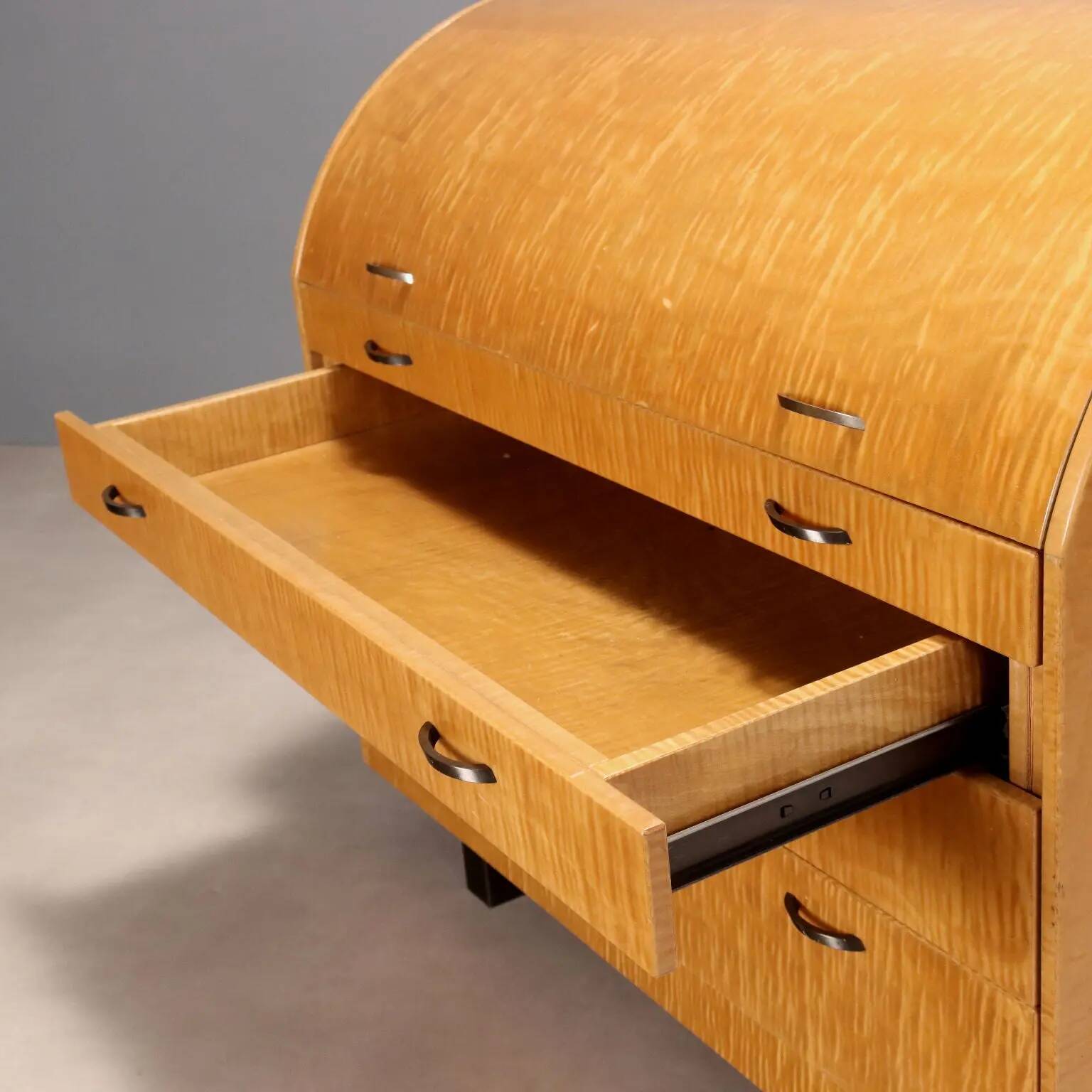 Bauletto furniture by Saporiti, designed by Giovanni Offredi, walnut veneer, 1970s.