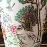 Chinese porcelain vase, peacocks, birds, trees, peonies