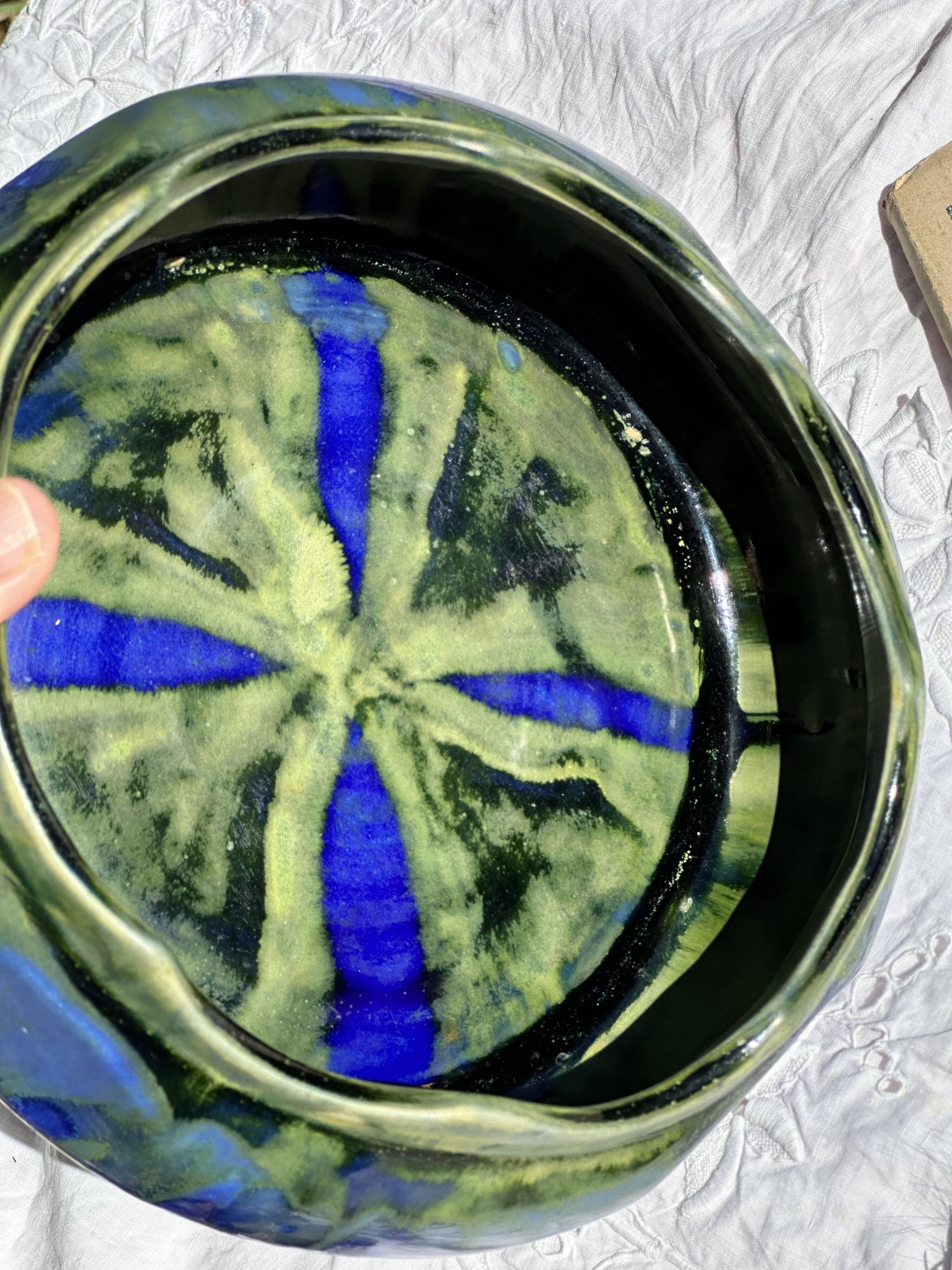 Gilbert metenier signed ceramic bowl // french art deco