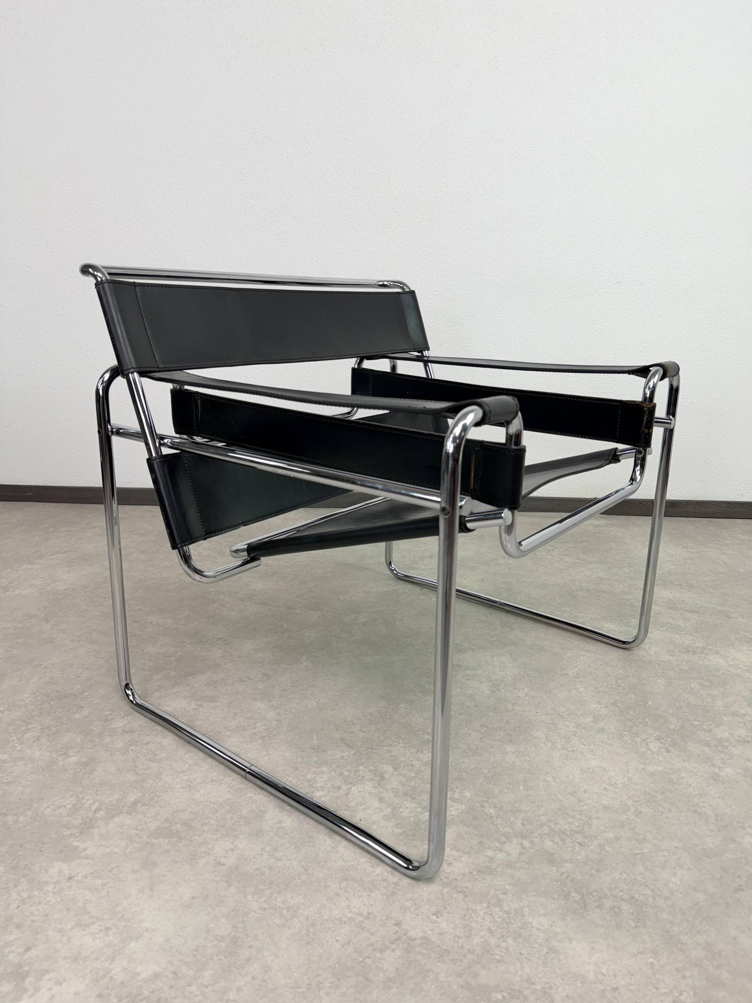 Authentic B3 "Wassily" chair by Marcel Breuer, Vintage, by Bononia, Italy