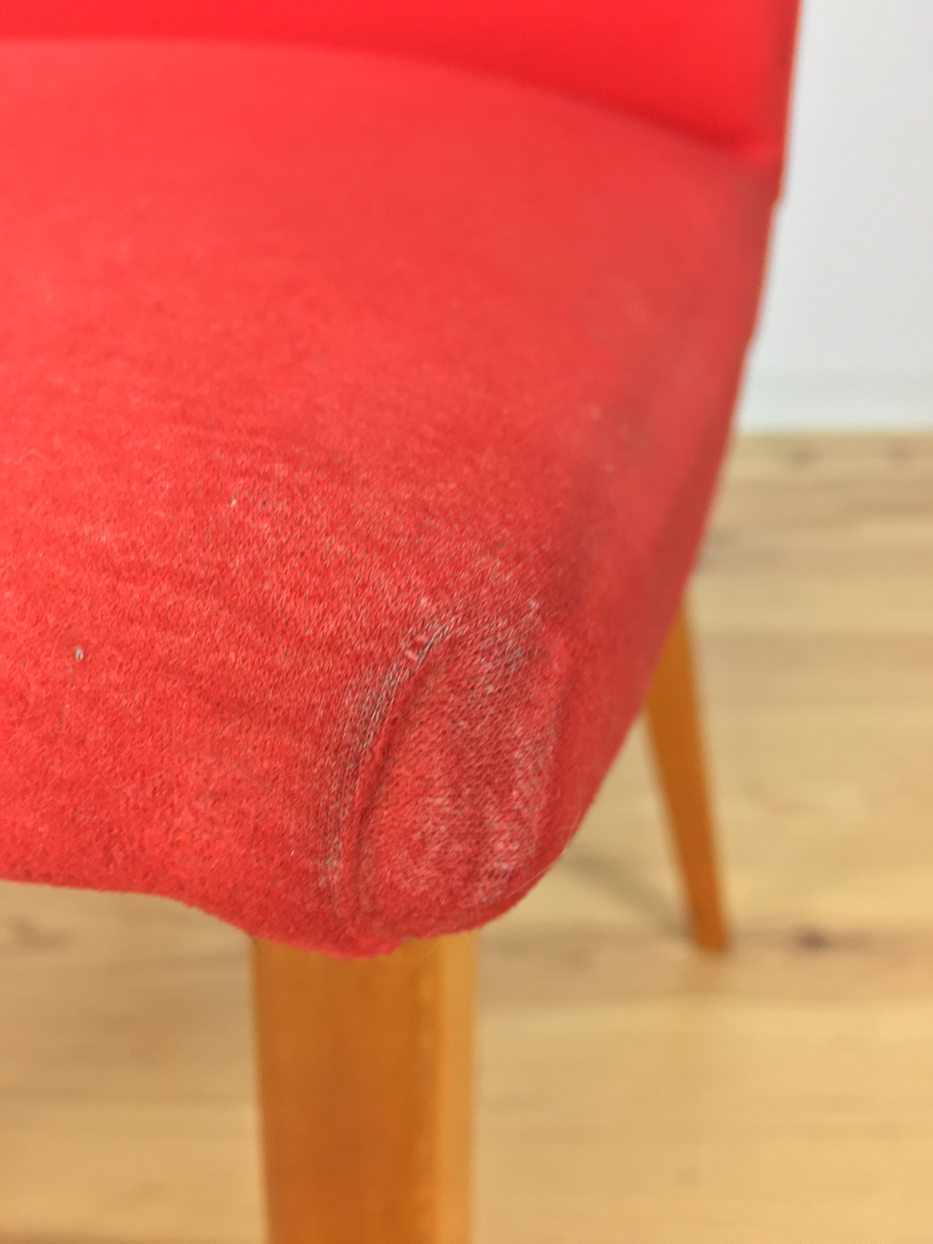 Vintage Steiner 60s chair, red, wood