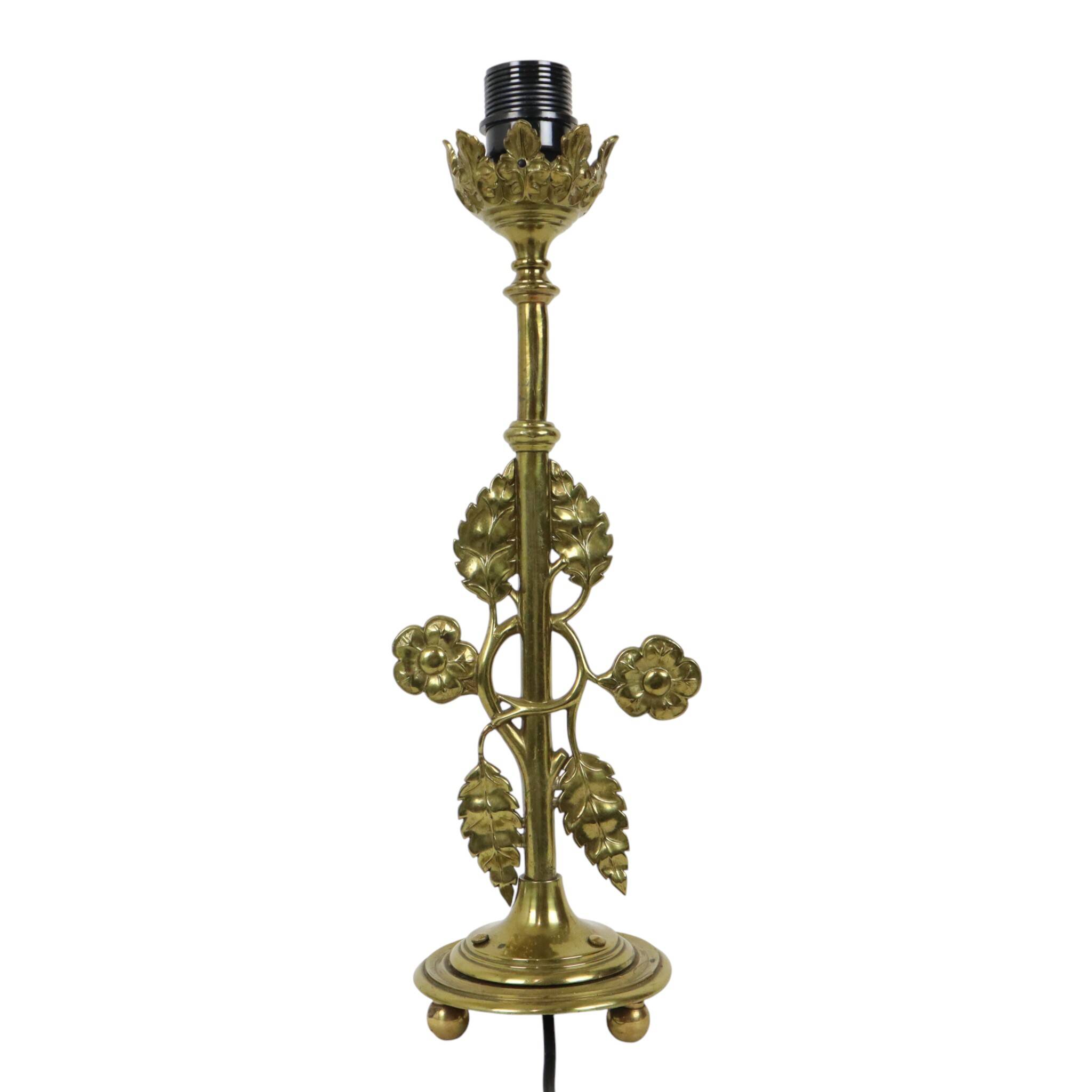 Elegant Floral Table Lamp Brass Art Nouveau Style 43cm