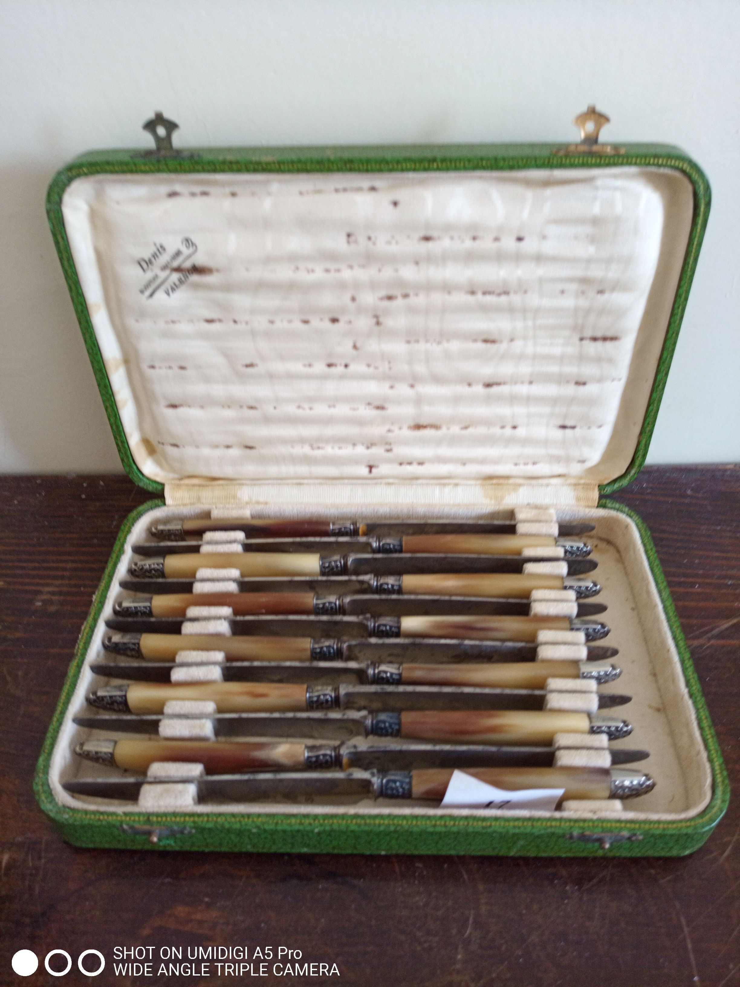 Box 12 dessert knives chatellerault horn handle