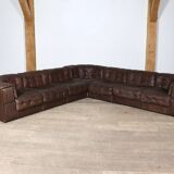 De Sede DS-11 Modular Sofa In Brown Patchwork Leather, Switzerland 1970s