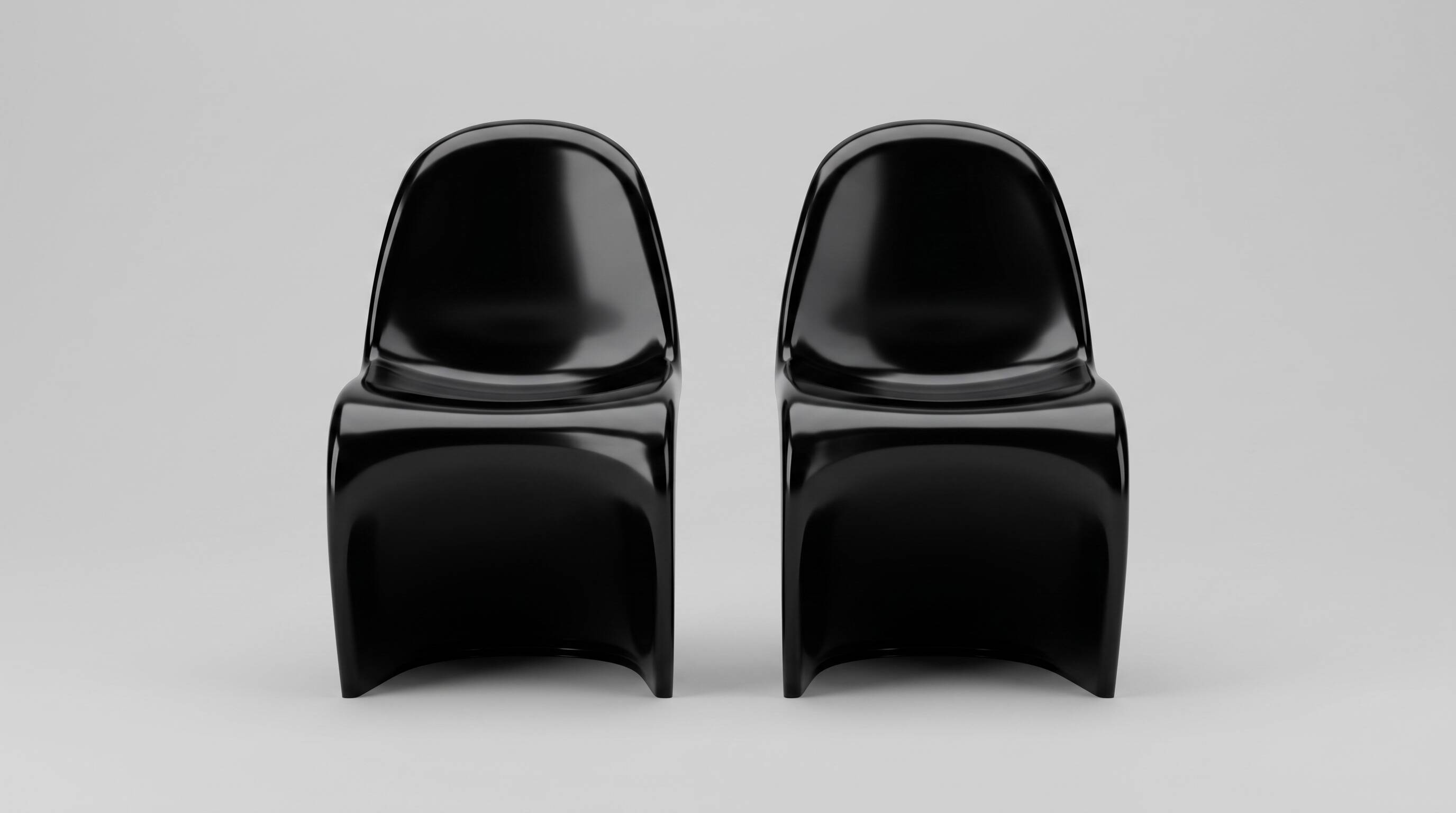 Set of 2 vintage design armchairs – Glossy black