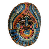 Mexican mask in colored terracotta, 1970s, Mexican