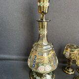 Amber crystal enamel and gilded liquor service