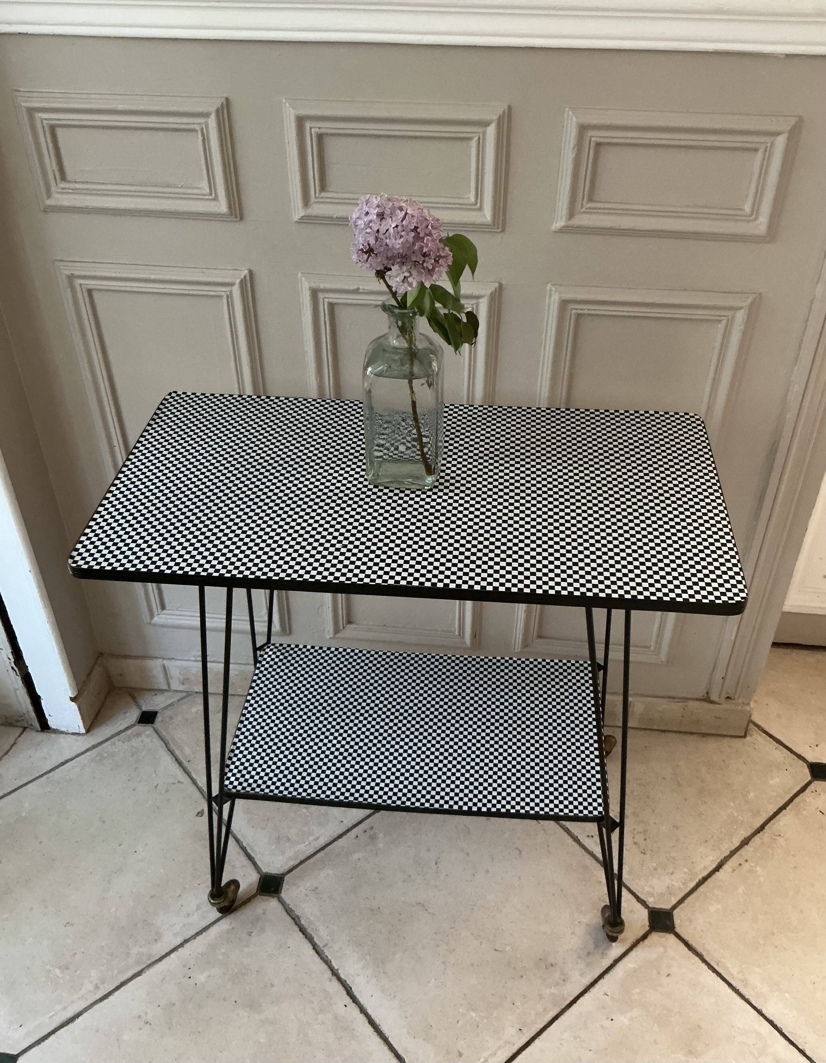 Side table - TV stand - vintage 70s - checkered