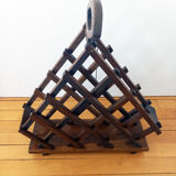 Old bottle holder / bottle rack Vintage Solid wood Unique piece