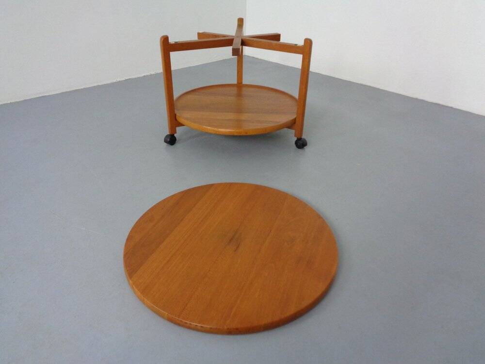 Danish Teak Bar Cart with Removable Tray, 1960s