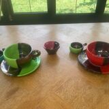 Breakfast service, two-tone glazed ceramic, vintage 1950