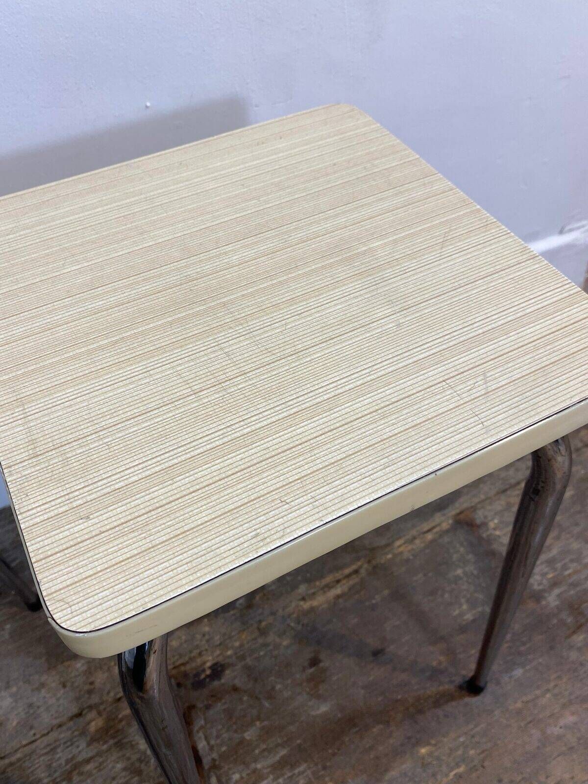 Pair of vintage stools, white formica and chrome