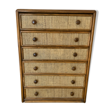 Maugrion, chest of drawers rattan  1960