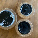 Lot de trois plafonniers en verre art déco