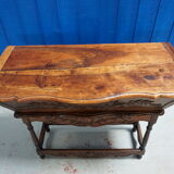 French Louis XV sideboard in carved walnut petrin dough box from provence
