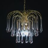 Lady Grace, Chandelier with Pink and Transparent Pendants, Murano Glass, 19