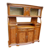 Large two-part Art Nouveau sideboard from the Nancy school in walnut and elm burl