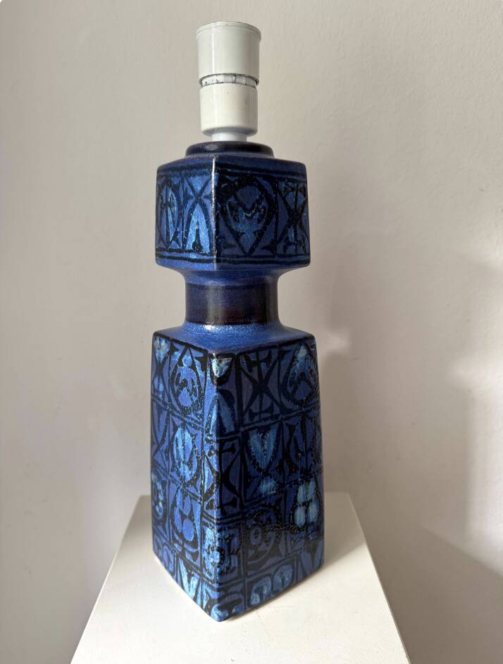Royal Copenhagen Fajance Baca Blue Table Lamp, Nils Thorsson Mid-Century