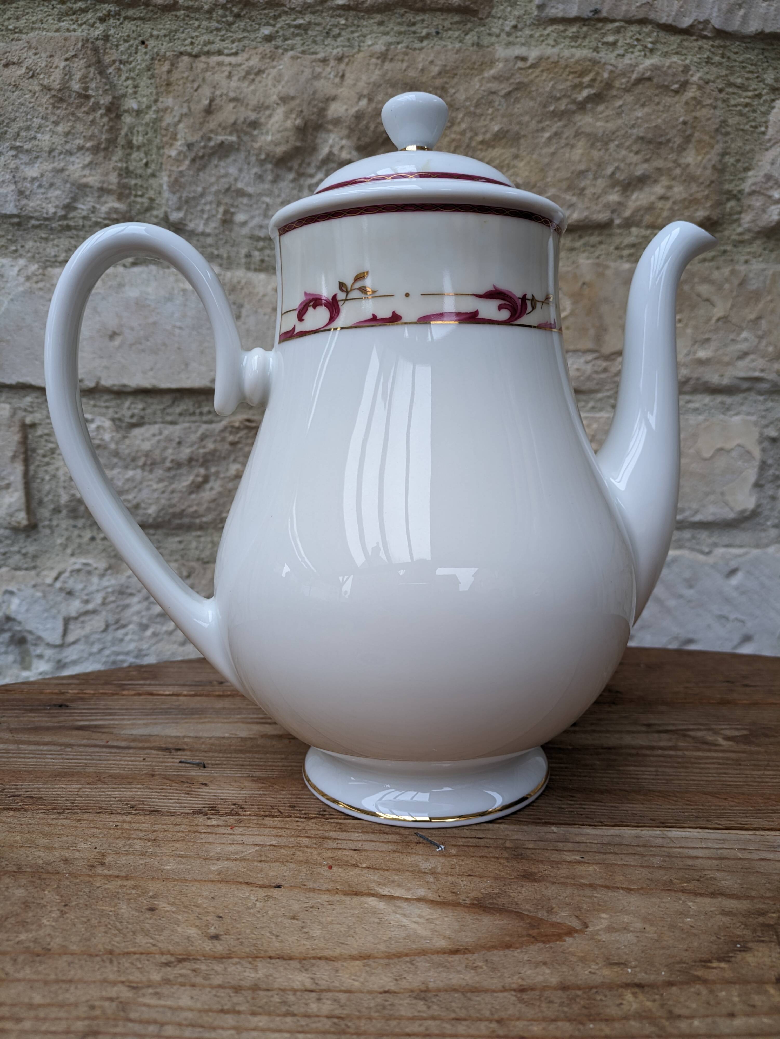 Guy Degrenne Limoges porcelain coffee pot sample with gilding