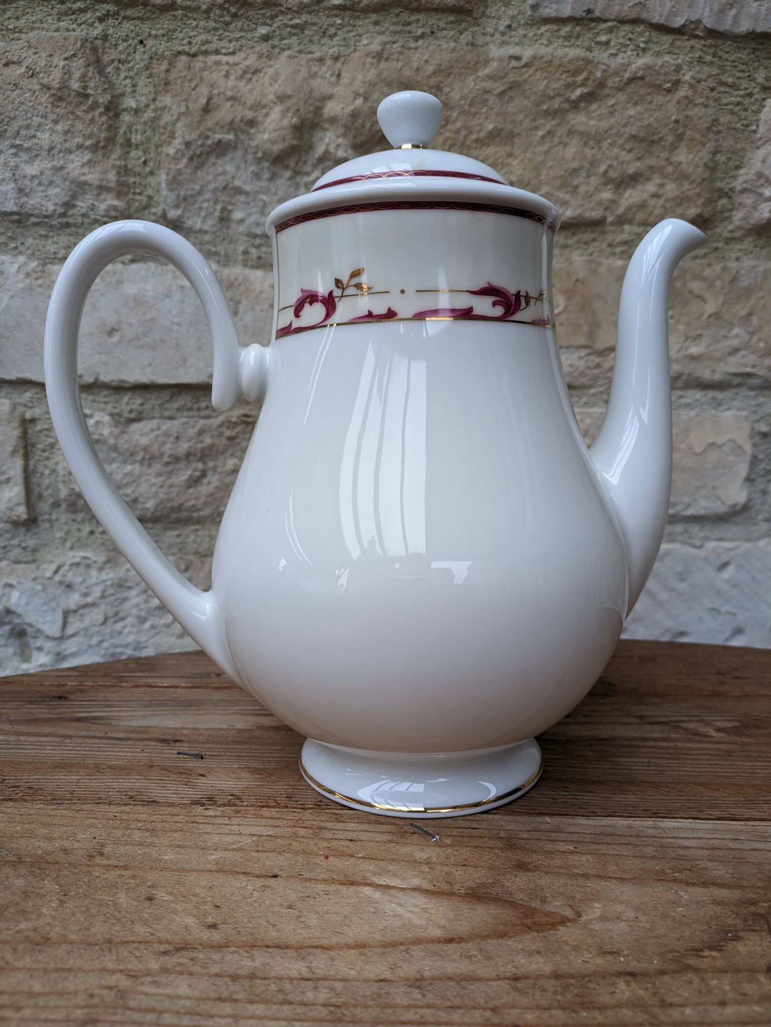 Guy Degrenne Limoges porcelain coffee pot sample with gilding