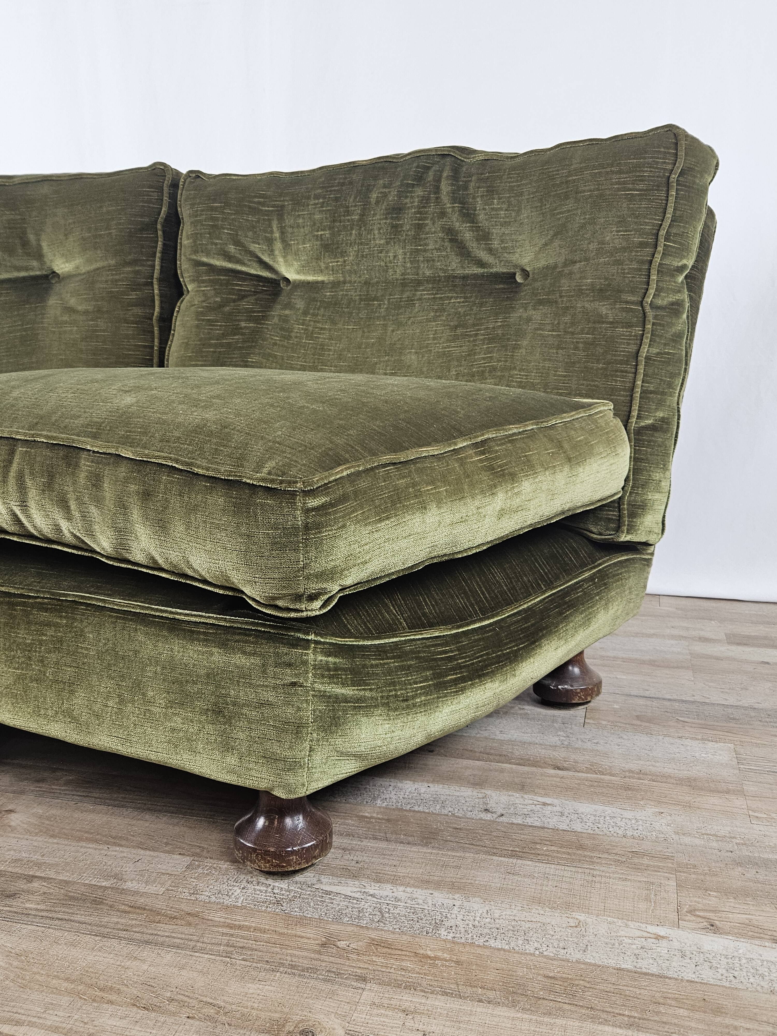 70s corner sofa in green fabric
