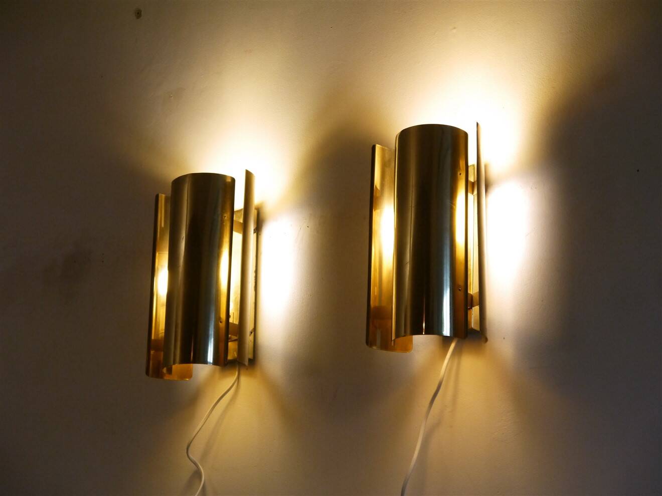 Pair of Scandinavian brass wall lights by Falkenberg